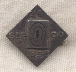 Spanish-American War Marksman Badge from 34th Separate Co. NGNY in Sterling Silver