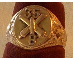 WWI 10K Gold 35th Coastal Artillery B Battery Ring