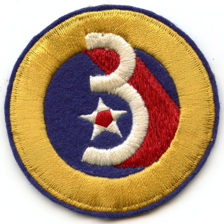 Scarce Variant WWII USAAF 3rd Air Force Patch Silk Embroidery on Wool