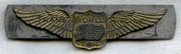 Circa 1945 Trans World Airlines (TWA) Pilot Wing Made of Wartime Materials