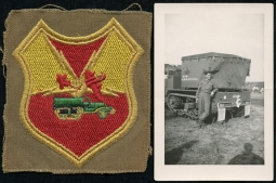 Uncut, Early Post-WWII Occ. Period German-Made US Army 474th AAA BN Pocket Patch & Photograph