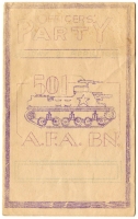 Rare April 1944 US Army 501st Armored Field Artillery (AFA) Battalion Officer's Party Program