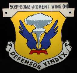 Very Cool Ca. 1970's USAF 509th Bomb Wing Base Sign in Painted Aluminum with Decal