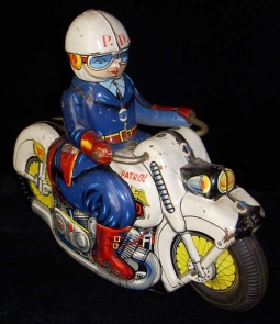 Late 1950s-Early 1960s Tin Police Motorcycle Toy