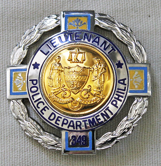 1960's 1970's Philadelphia Police Lieutenant Badge in Sterling Silver