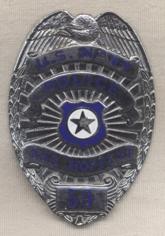 1960s-1970s Naval Air Station (NAS) Moffett Police Badge