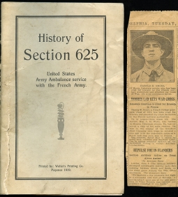 Rare WWI Ambulance Service Unit History of Section 625 - Privately Printed in Germany & Dated 1919