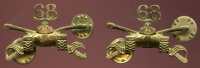 Pair of Korean War Asian Made US Army 68th Cavalry 3rd Armored Cavalry Officer Collar Insignia