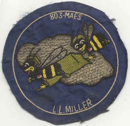 Beautiful CBI-Made WWII 803rd MAES Squadron Patch Named to Flight Nurse