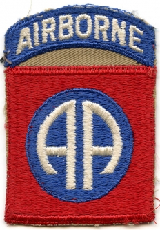 Nice WWII 82nd Airborne Infantry Division US Army One-Piece Shoulder Patch on Khaki Twill