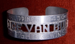 Wonderful 1945 USAAF 86th Fighter Wing Trench Art Bracelet in Aircraft Aluminum