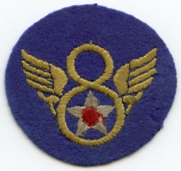 Early WWII UK-Made USAAF 8th AF "Clipped Wing" Shoulder Patch Thin Thread Embroidery