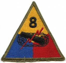 US Army 8th Armored Division (Thundering Herd) Shoulder Patch Orange Top with Large 8