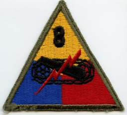 WWII US Army 8th Armored Division (Thundering Herd) Shoulder Patch Orange Top