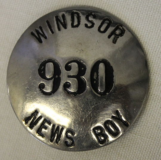 Nice Ca. 1900 Windsor (Most Likely Illinois) News Boy (Newsboy) Badge