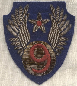 Minty WWII AAF 9th Air Force Bullion Patch