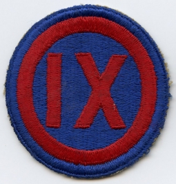 WWII US Army 9th Corps Patch Blue Back