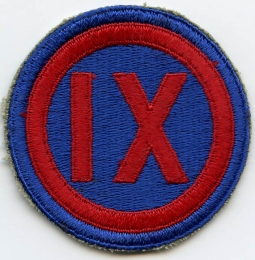 WWII US Army 9th Corps Patch White Back