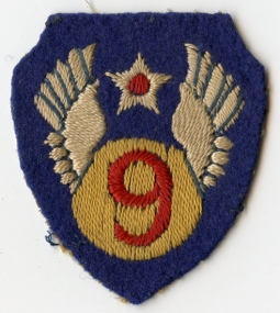 WWII USAAF 9th Air Force Shoulder Patch Made in England