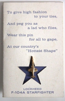 Lockheed F-104A Starfighter Promotional Jet Tie Tack and Card