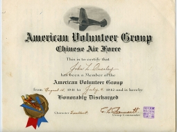 Extremely Rare Early WWII Flying Tigers Honorable Discharge of Crew Chief John L. Overley