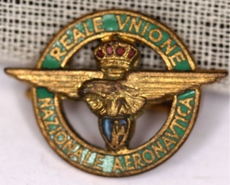 Italian RUNA Reale Unione Nazionale Aeronautica National Aviation Federation Green Lapel Bad