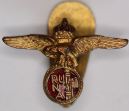 Italian Reale Unione Nazionale Aeronautica National Aviation Federation Red Lapel Badge