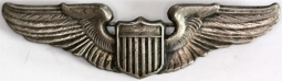 US Army Air Corps 1930s Pilot Wing by NS Meyer in plated Nickel