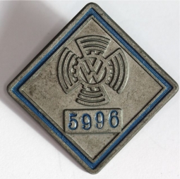Super Rare WWII Volkswagen VW Numbered Factory Worker's Badge