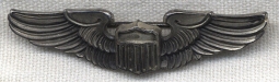 Early WWII USAAF Shirt Size Pilot Wing in Sterling by Amico with Early Raised Hallmark