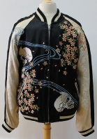 Vintage Look Reversible Japan Jacket with Skulls & Cherry Blossoms. Modern Made in Japan