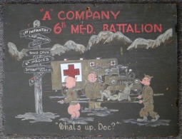 Unique WWII Occupation Period ca 1946-49 A Co 6th Med BN (6th Div) Bugs Bunny Sign from Korea