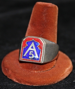 Beautiful, Heavy, & Large Italian-Made 5th US Army Ring in .800 Silver