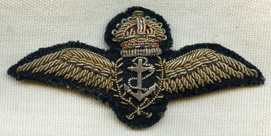Beautiful, Lightly Worn, WWII UK Fleet Air Arm Commissioned Pilot Wing
