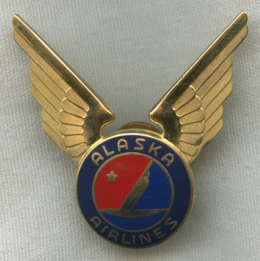 Alaska Airlines Pilot Hat Badge 4th Issue Dark Blue Center