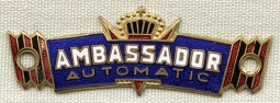 Early 1950's Nash Ambassador (Auto) Automatic Transmission Enameled Logo Plate from Column Shift