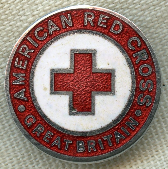 Rare Early WWII American Red Cross Great Britain Lapel or Overseas Cap Badge