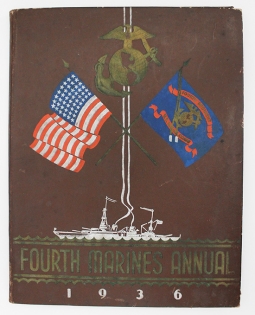 Extremely Rare 1936 Fourth Marines Annual. A Wonderful, Leather-Bound China Marines Yearbook
