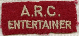 Rare WWII American Red Cross Camp Show Entertainer Patch