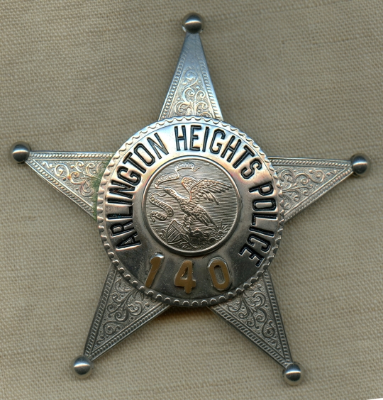 Beautiful 1950's Arlington Heights IL (Chicago Suburb) Police Badge.
