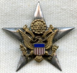 Large, Pre-WWI, US Army General Staff Corps Collar Insignia in Sterling & Enameled Bronze