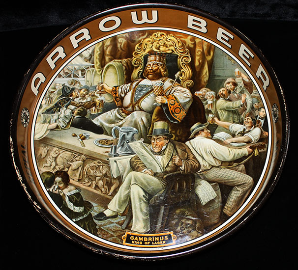 Great 1935 Arrow Beer King Gambrinus Cartoon Lithograph Serving Tray ...