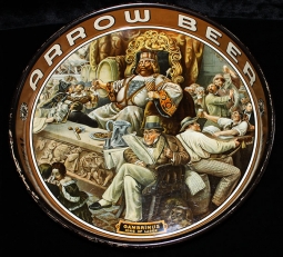 Great 1935 Arrow Beer King Gambrinus Cartoon Lithograph Serving Tray