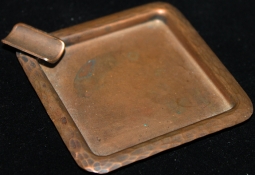 Ca. 1900 Roycroft Arts & Crafts Hammered Copper Industrial Cigarette Ashtray - Nicely Maker