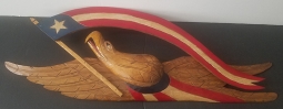 Wonderful Artist Signed Carved & Polychromed Bellamy Style Eagle & Flag