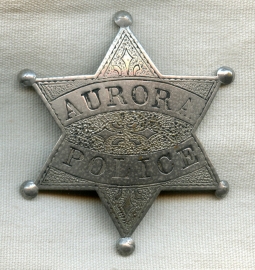 Beautiful 1900s Aurora, Colorado 6-Point Police Star Badge