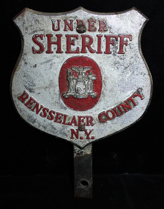 Great, Huge, 1920's Auto Badge for an Under Sheriff of Rensselaer County, New York
