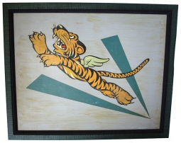 Wonderful ca 1942 AVG Sign made from Aircraft Decal on Masonite