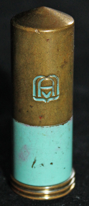 Vintage Avon Lipstick in Painted Brass 1930's Deco Design - Still some Pagoda Red Lipstick I