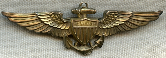 Beautiful, Iconic WWII USN Pilot Wing in Gold Fill by Balfour